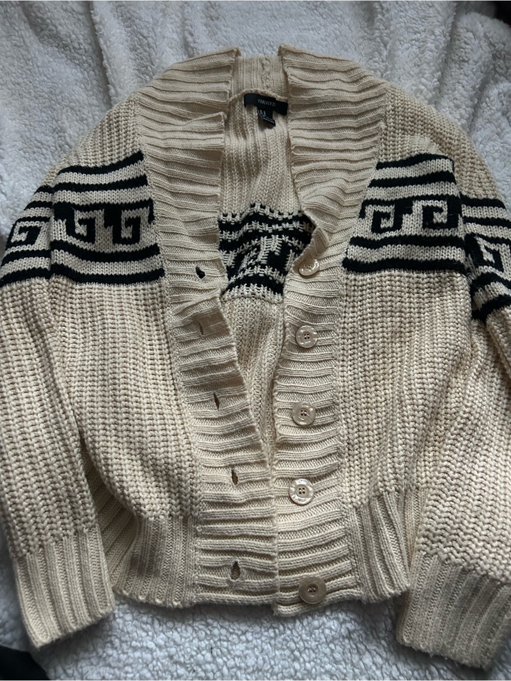 forever 21 women’s medium chunky knit cream Cardigan
